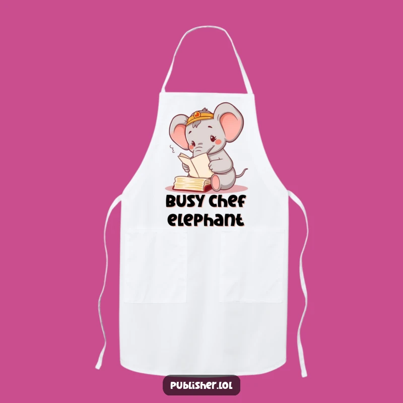 Funny Elephant Manuscript Apron: Cook Up Order with Hilarious Style