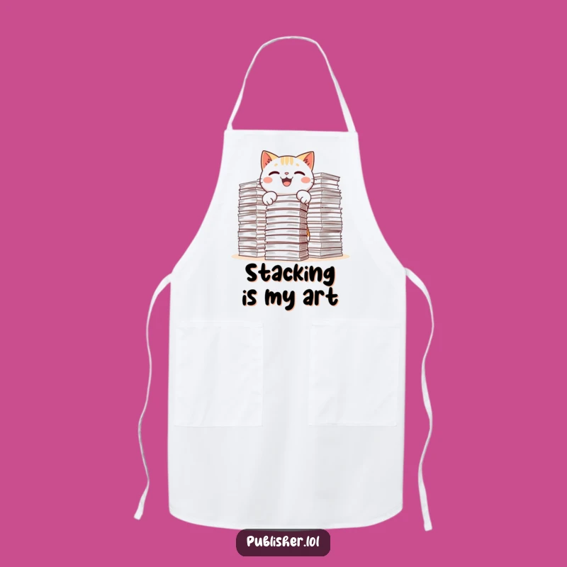 Funny Kawaii Cat Apron - Hilarious Chef's Paper Stacking Kitchen Gear