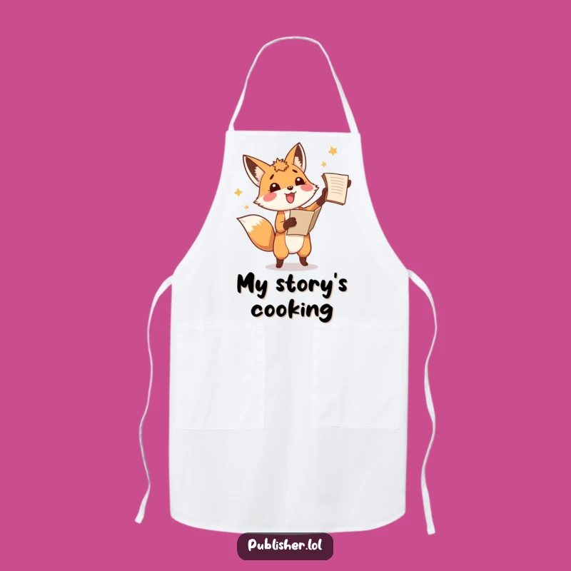 Funny Fox Manuscript Apron, Amused Writer Kitchenware, Hilarious Chef Accessory
