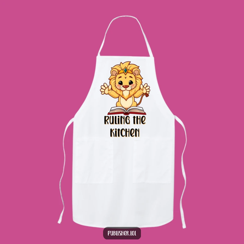 Funny Regal Lion Book Apron: Cook with Authority and a Side of Wit