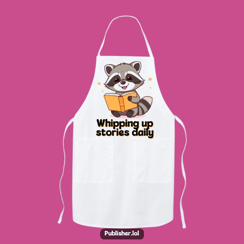 Funny Raccoon Apron: Enthusiastic Book Binder Chef for Kitchen Readers