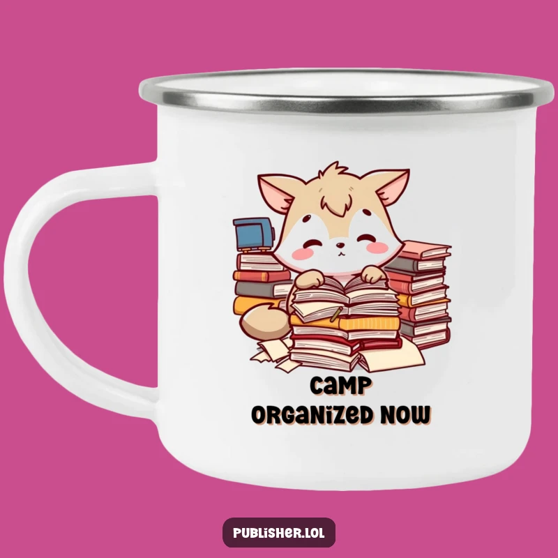 Funny Animal Manuscript Camping Mug - Focus on Your Adventure!