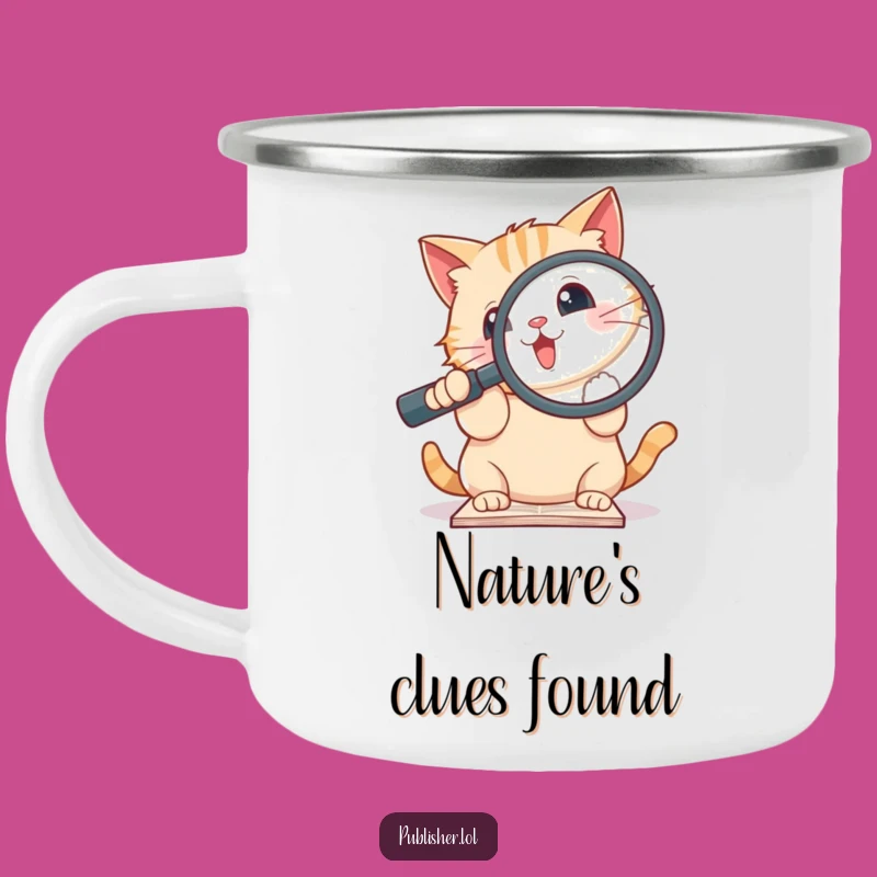 Funny Cat Magnifying Camping Mug: Adventure with Detective Charm!