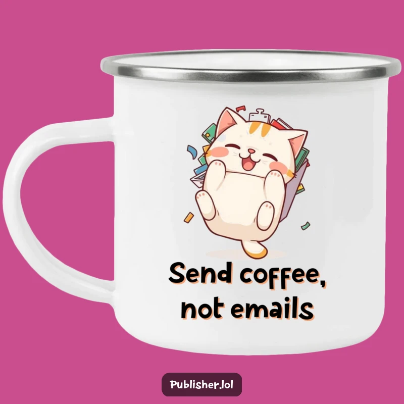 Funny Cat Tumbles Inbox Camping Mug: Hilarious Outdoor Humor for Cat Lovers