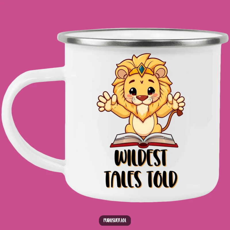 Funny Regal Lion Book Camping Mug: Your Majestic Companion for Outdoor Wisdom