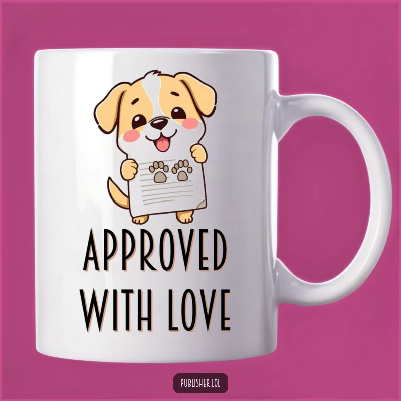 Funny Approved Dog Stamp Mug: Enthusiastic Humor for Your Day