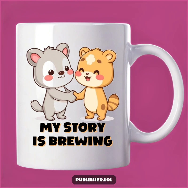 Funny Author Collab Mug: Character & Author Handshake, Perfect Gift for Writers