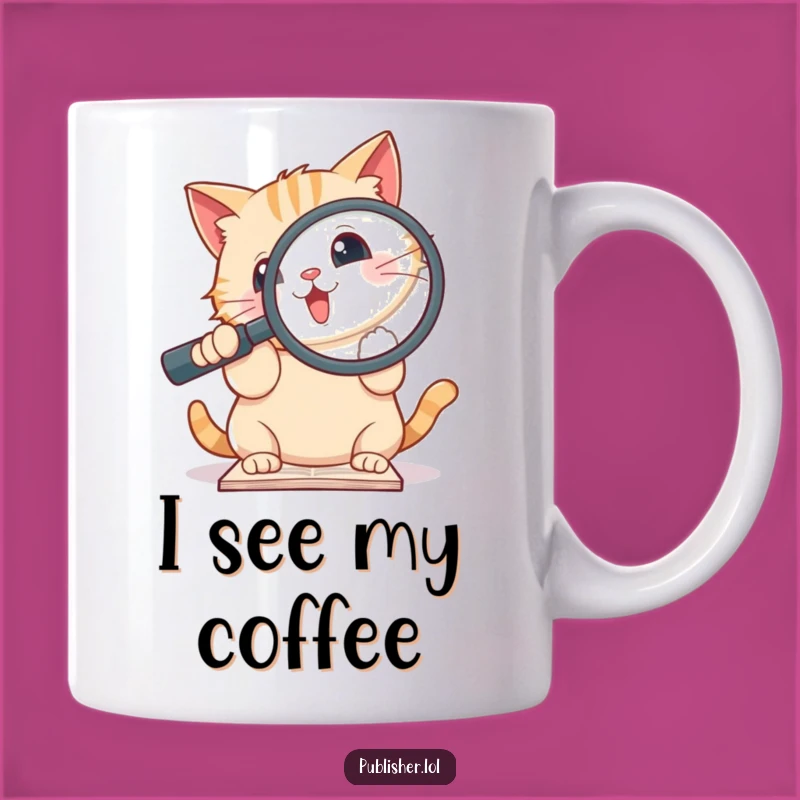 Funny Cat Magnifying Glass Mug: Investigate Your Day with Humor!