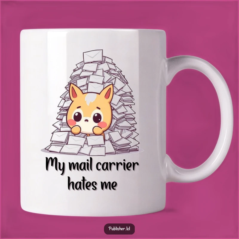 Funny Surprise Mail Pile Mug - A Hilarious Animal Gift for the Overwhelmed