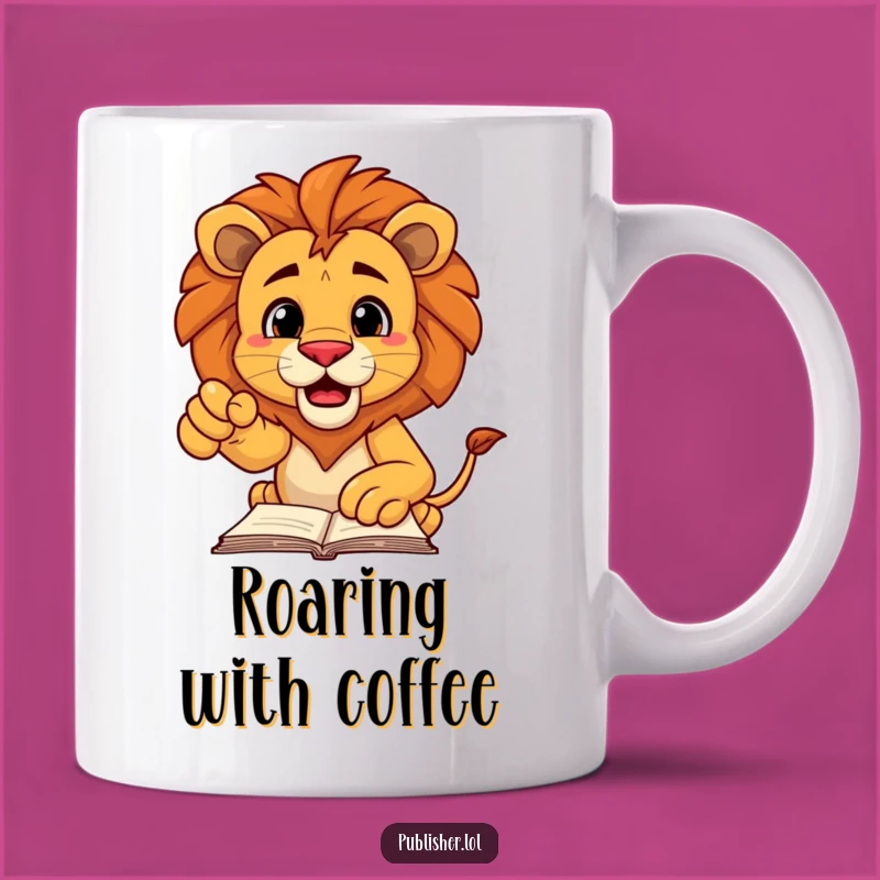 Funny Lion Manuscript Mug: Bold Gift for Decisive Leaders and Book Lovers