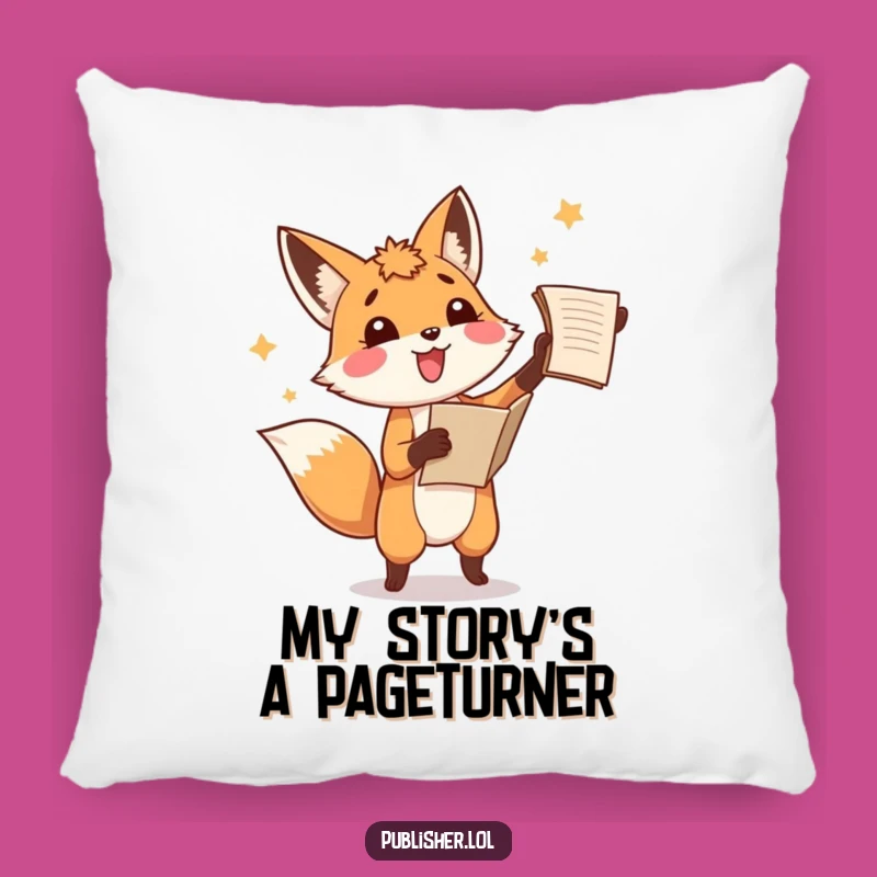 Funny Fox Manuscript Pillow, Amused Writer Cushion, Hilarious Literary Accent