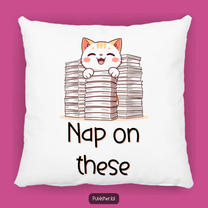 Funny Kawaii Cat Pillow - Cozy & Hilarious Paper Stacking Accent