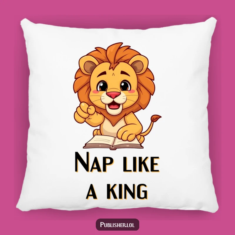 Funny Lion Manuscript Pillow: Cozy Comfort with Hilarious Regal Flair
