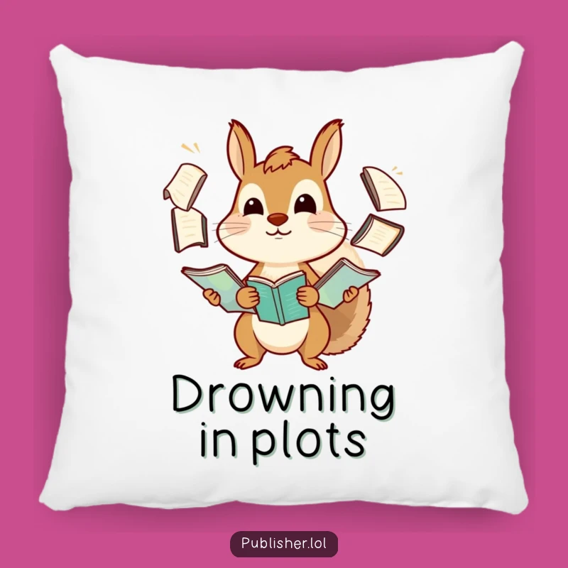 Funny Squirrel Manuscript Juggling Pillow: Comfy Decor with a Hilarious Twist