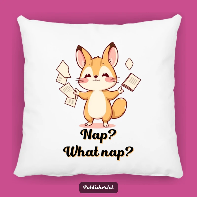 Funny Tiny Animal Juggling Papers Pillow - Comfy & Hilarious Home Decor Gift