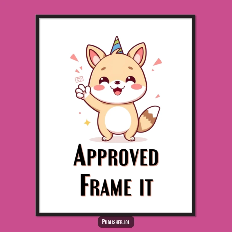 Funny Approved Animal Digital Art: Cheerful Celebrate Design, Instant Hilarious Funny Gift Download