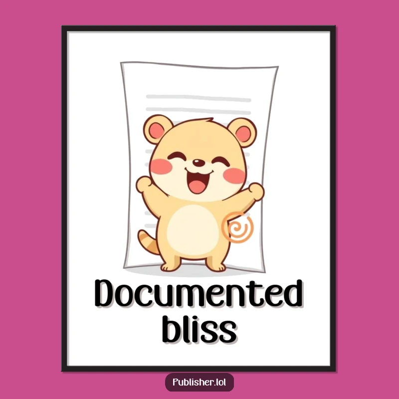 Funny Stamping Animal Digital Art: Artwork of Character Approving Document, Instant Funny Gift!