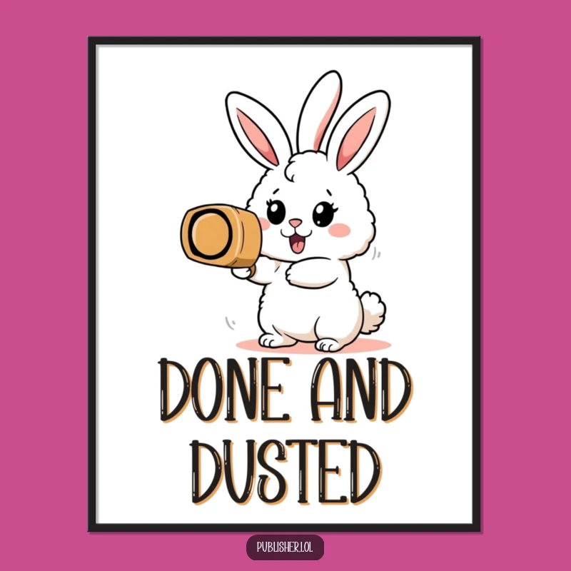 Funny Bunny Stamp Print: Digital Enthusiastic Productivity Art