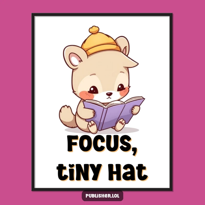 Funny Whimsical Animal Hat Digital Art - Instant Hilarious Decor