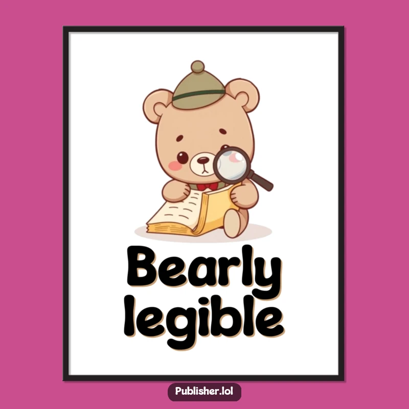 Funny Bear Investigator Digital Art Print - Hilarious Literary Decor