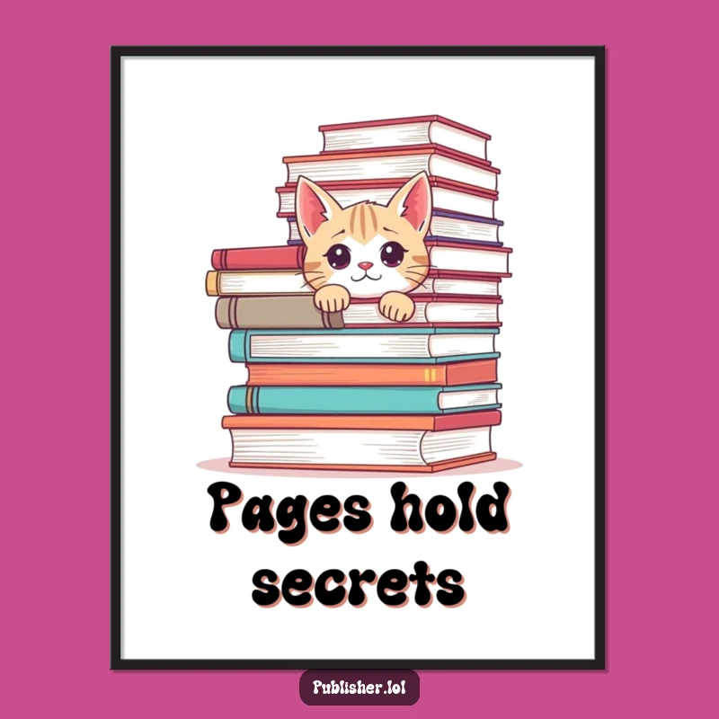 Funny Cat Books Digital Art Print: Instant Feline Decor