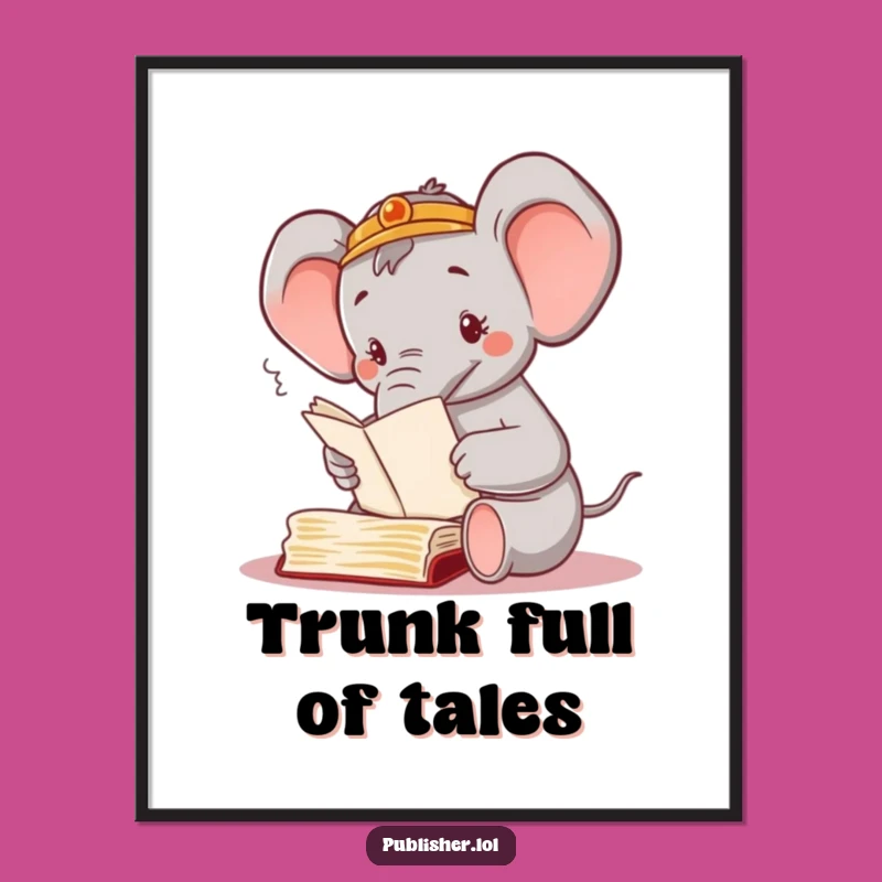 Funny Elephant Manuscript Digital Art Print: Hilarious Wall Decor for Organized Spaces