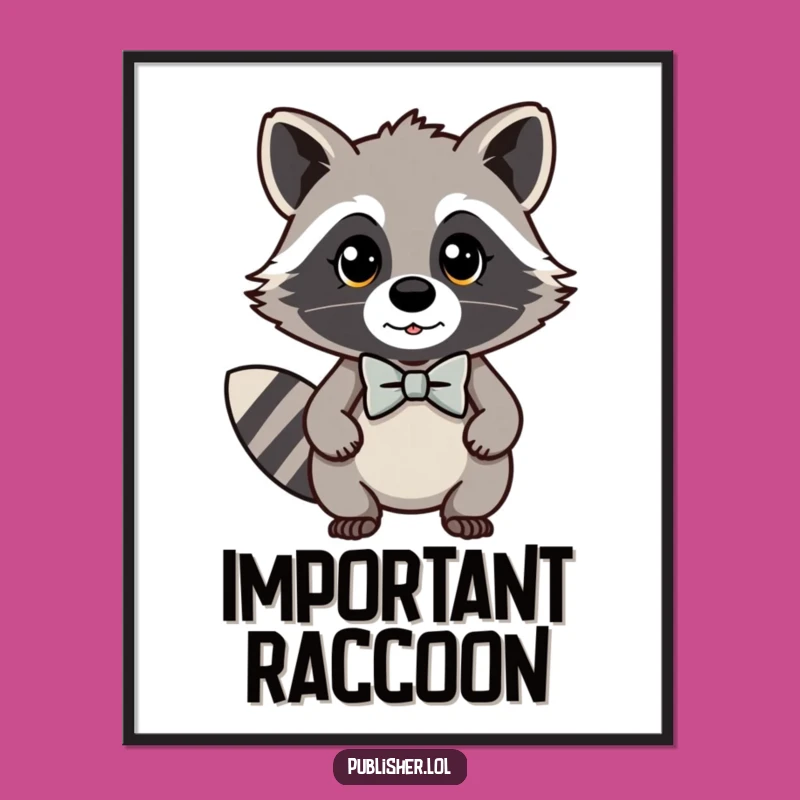 Funny Kawaii Raccoon Art Print: Sophisticated Wall Decor with Dapper Charm