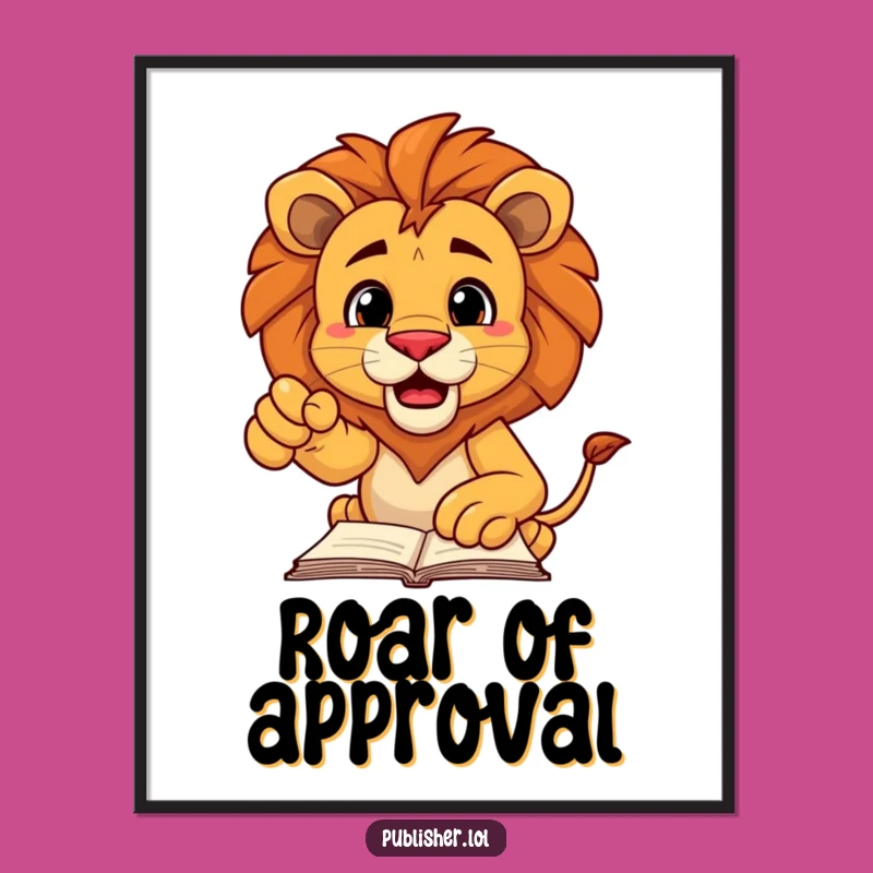 Funny Lion Manuscript Digital Art Print: Bold Wall Decor for Decisive Spaces
