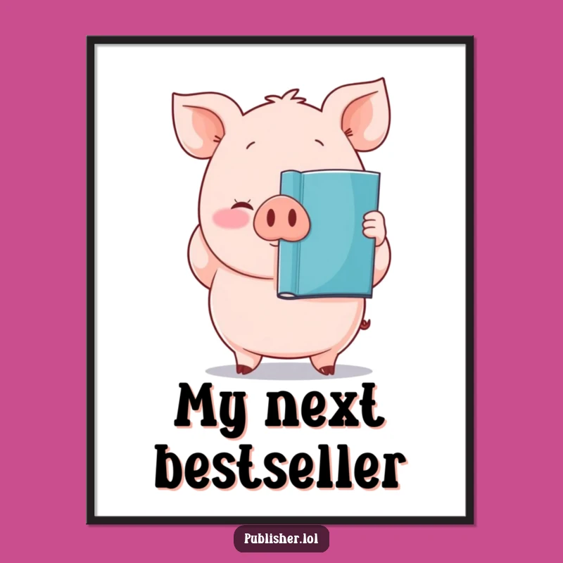 Funny Pig Author Digital Art Print: Instant Literary Humor for Your Walls