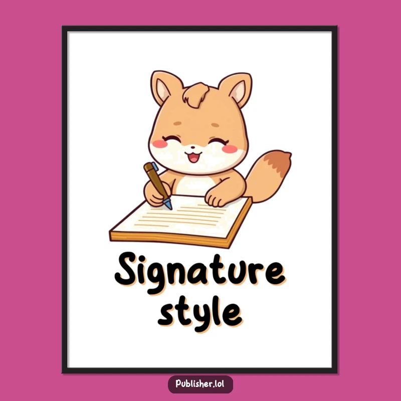 Funny Signing Document Digital Art: Humorous Wall Decor for Professional Spaces