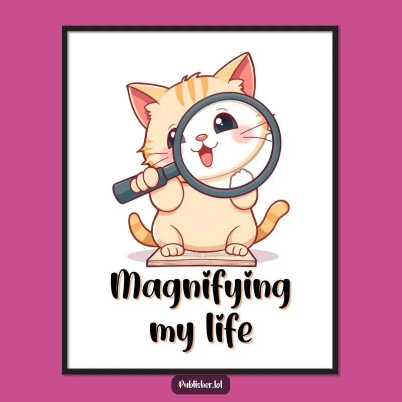 Funny Cat Magnifying Digital Art: Bring Detective Fun to Your Space!