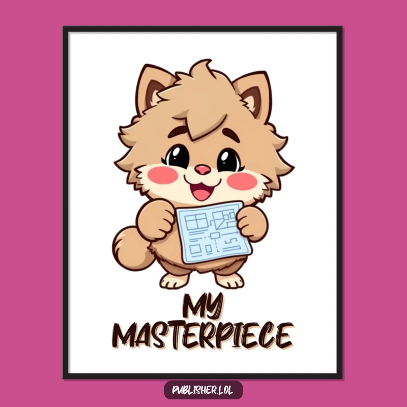 Funny Blueprint Visionary Digital Art - Enthusiastic Character Print, Unique Funny Gift