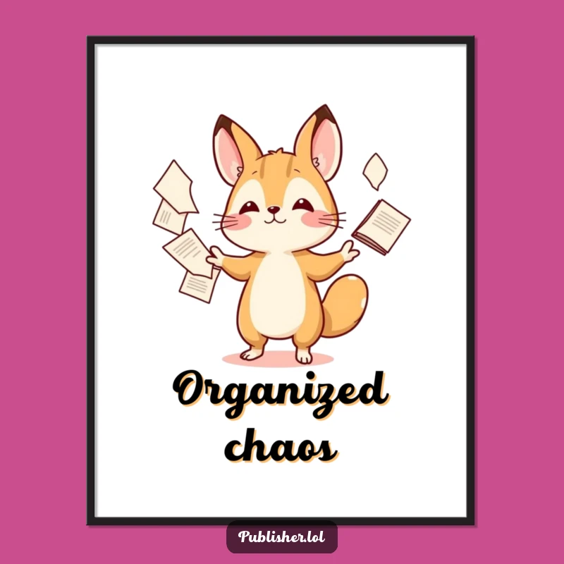 Funny Tiny Animal Juggling Papers Digital Art - Instant Hilarious Decor Gift