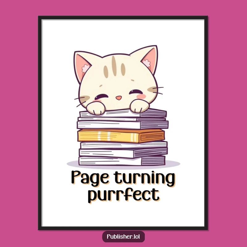 Funny Curious Cat Pages Digital Art Print: Instant Whimsy for Your Digital Space