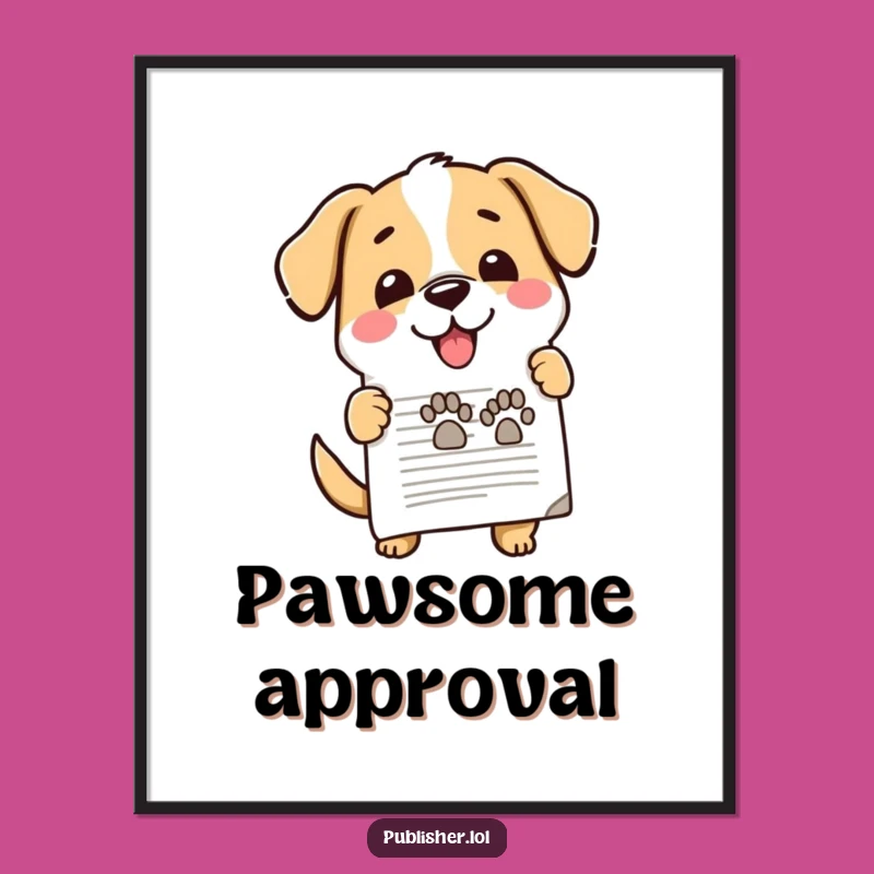 Funny Dog Approval Print: Enthusiastic Dog Art for Walls
