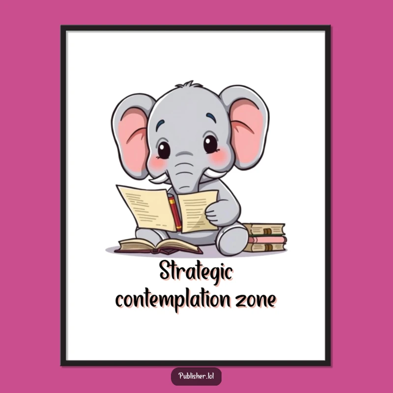 Funny Elephant Contract Digital Art Print: Instant Literary Wisdom for Your Walls
