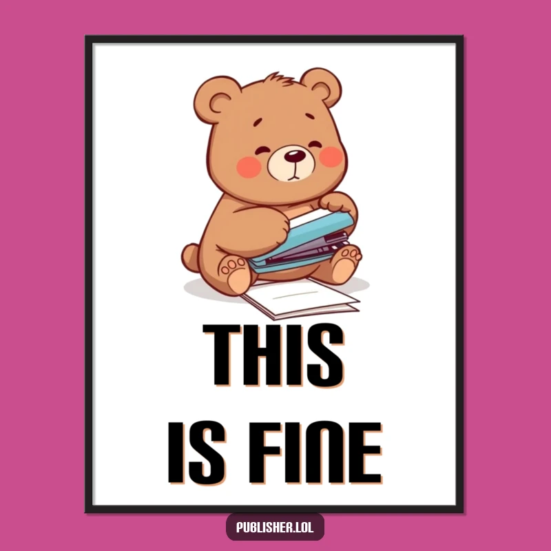 Funny Bear Office Art Print - Instant Clumsy Humor for Your Walls