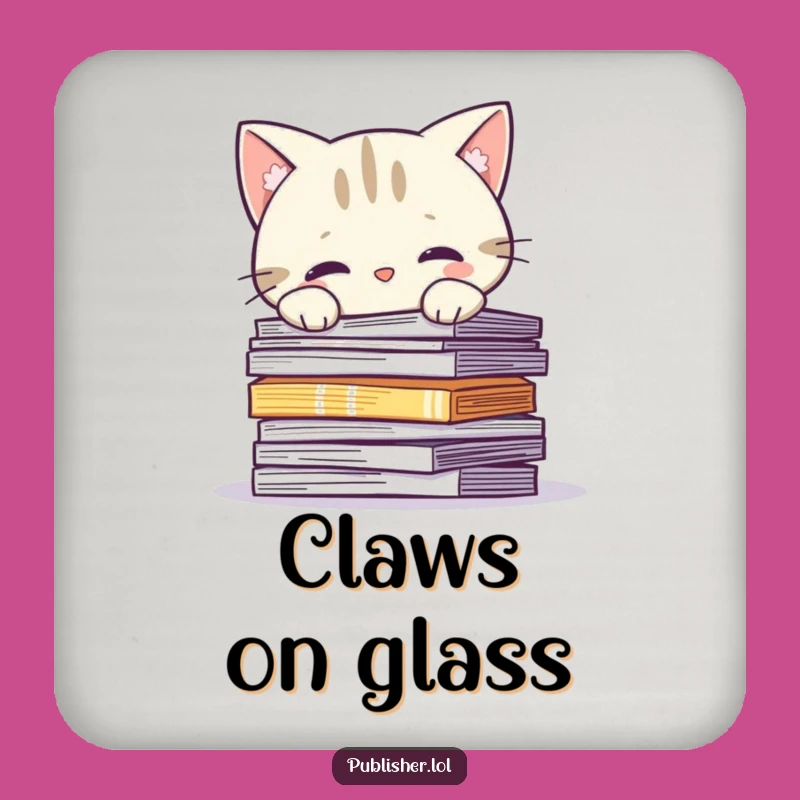 Funny Curious Cat Pages Drink Coaster: Protect Surfaces with Feline Charm