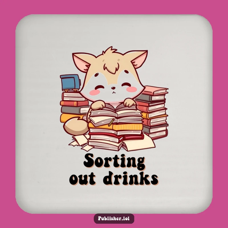 Funny Animal Manuscript Drink Coaster - Protect Surfaces with Focus!