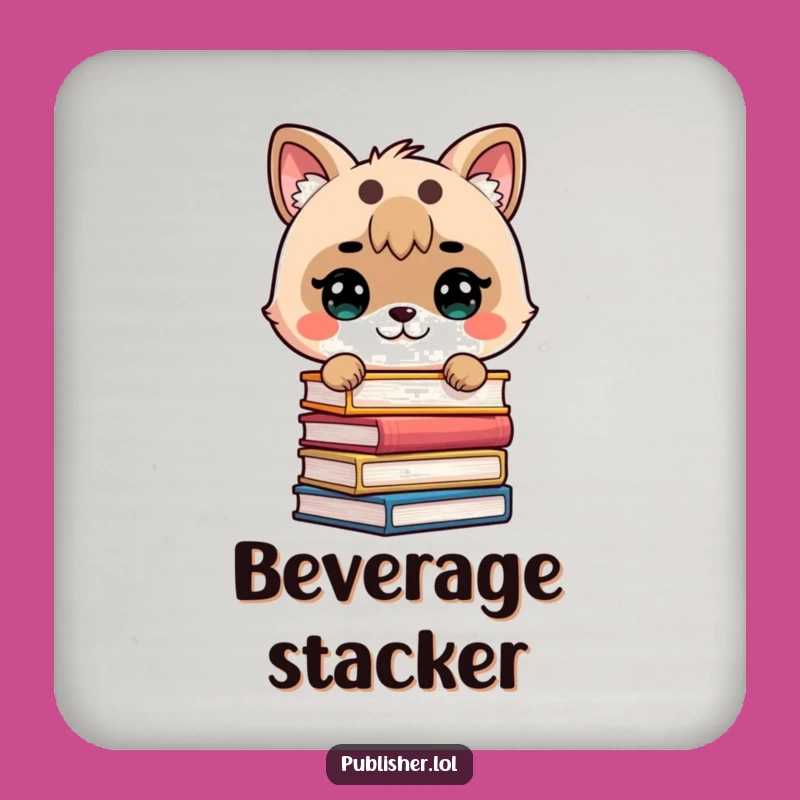 Funny Bookworm Stack Coaster - Protect Your Surface with Literary Precision!