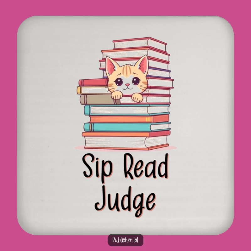 Funny Cat Book Coaster Set: Protect Furniture with Feline Charm