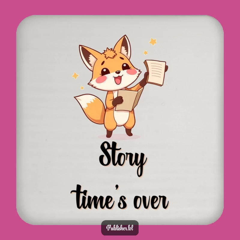 Funny Fox Manuscript Drink Coaster, Amused Writer Table Protector, Hilarious Decor