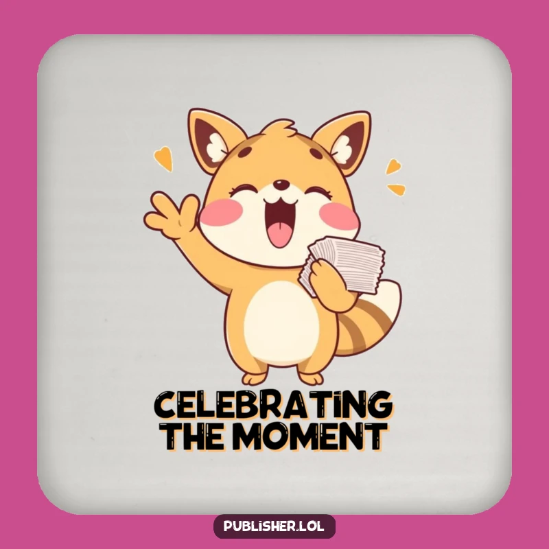 Funny Playful Animal Cheering Drink Coaster - Approved for Cheers!