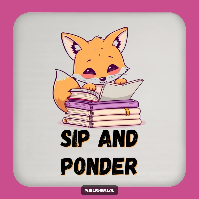 Funny Fox Manuscript Coaster: Protect Surfaces With Thoughtful Charm!