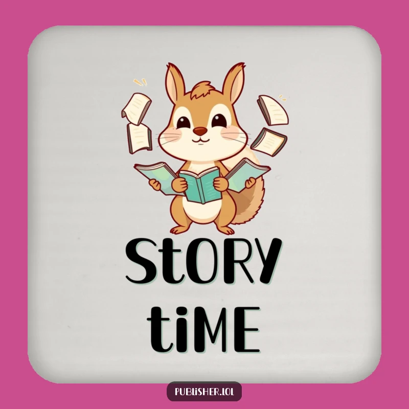 Funny Squirrel Coaster: Protect Surfaces with Comical Manuscript Juggling Charm