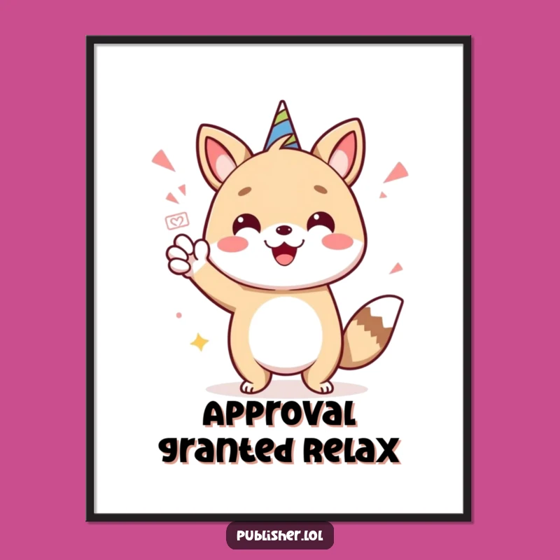 Funny Approved Animal Poster: Cheerful Celebrate Art, Hilarious Wall Decor Funny Gift