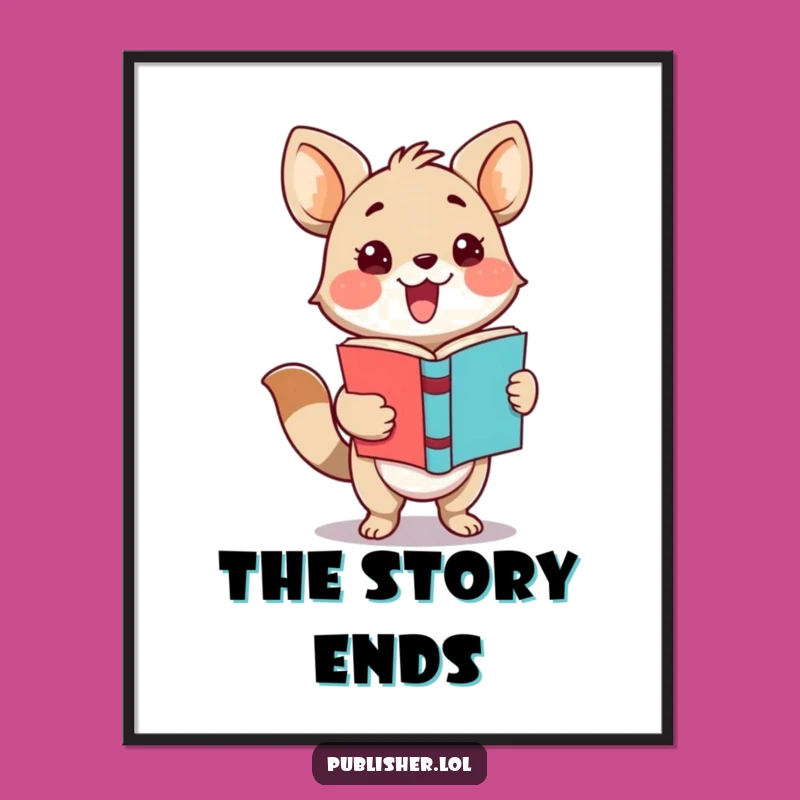 Funny Adorable Animal Book Presenter Poster - Whimsical Wall Art Gift