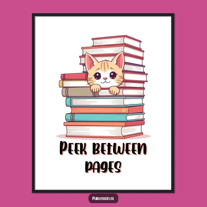 Funny Cat Reading Nook Poster: Hilarious Decor for Bookish Homes