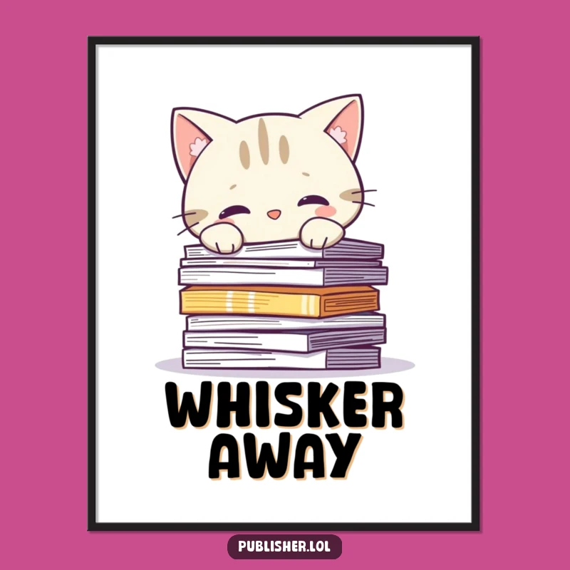 Funny Curious Cat Pages Poster: Bring Whimsy and Literary Charm to Your Walls