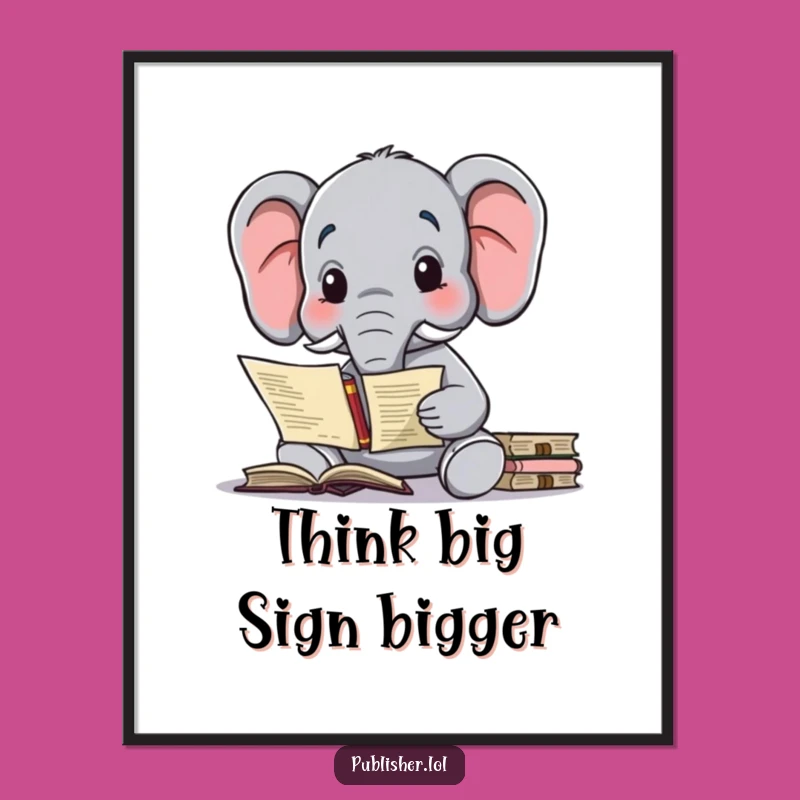 Funny Elephant Contract Poster: Decorate with Literary Insight and Humor